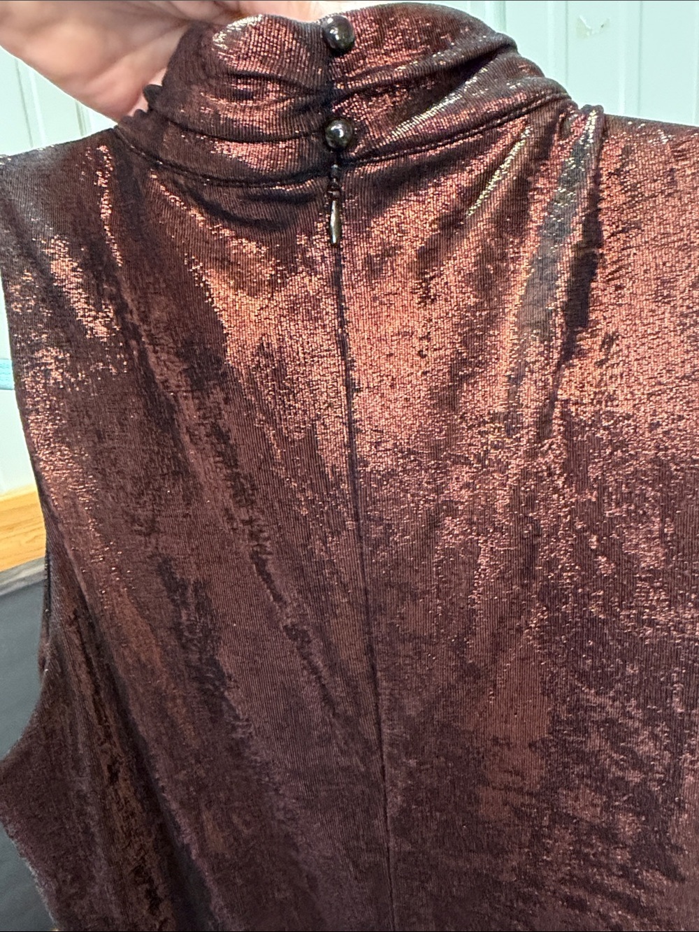 Shimmering Copper High-Slit Gown - Picture 3 of 4